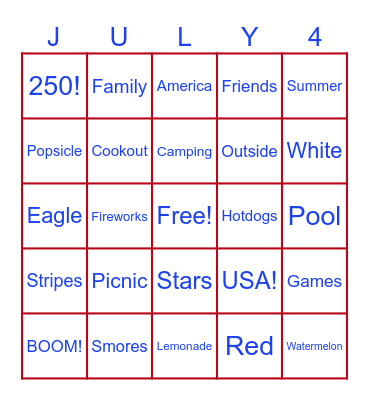 July 4th Bingo Card