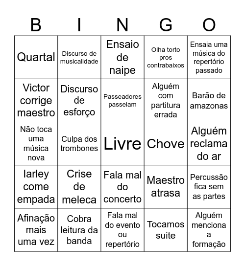 26 de junho Bingo Card