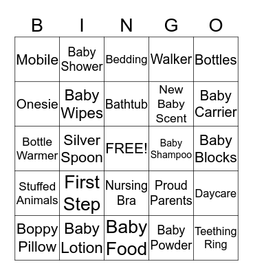 Baby Shower Bingo Card