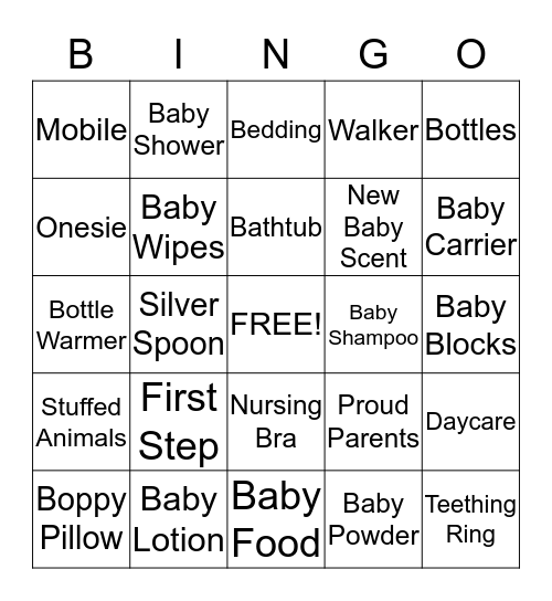 Baby Shower Bingo Card