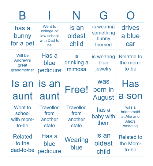 Baby Stephenson Bingo Card
