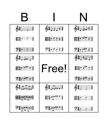 Orchestra D  E  F#  Bingo Card
