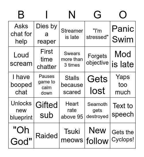 ScaredyChlo's Subnautica Bingo! (Post in discord) Bingo Card