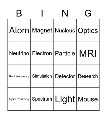 Science Academy Bingo Card