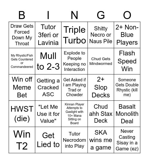 Fishbowl 7 Bingo Card Bingo Card