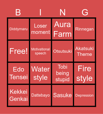 Naruto Bingo Card