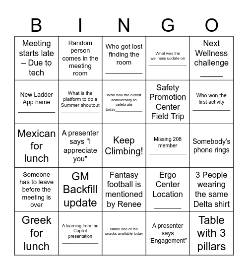 TOSSE Bingo Card