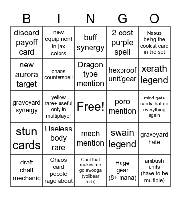 Vendetta spoiler bingo Card