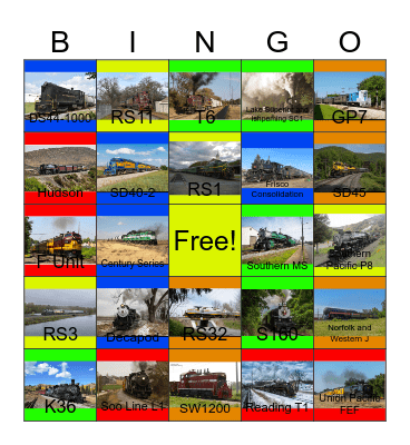 The Railroads of North America of the 1800's-Present Bingo Card