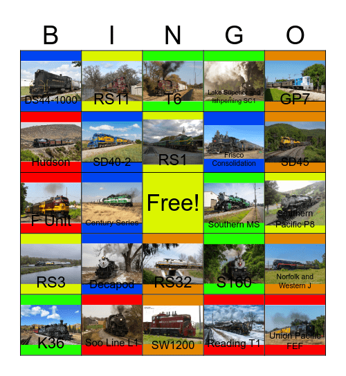 The Railroads of North America of the 1800's-Present Bingo Card