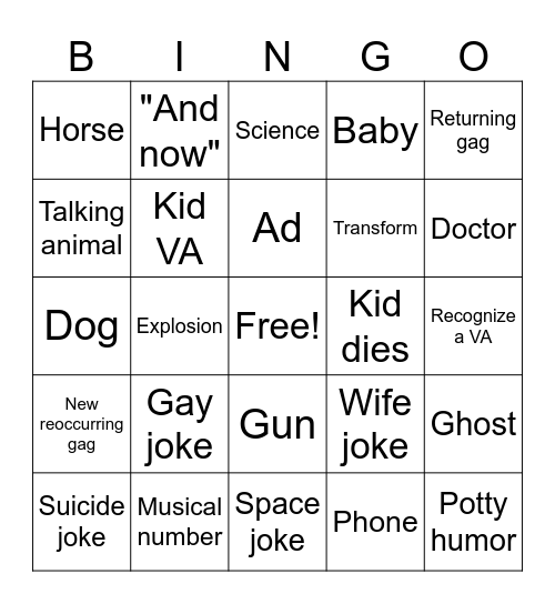 asdfmovie Bingo Card