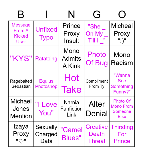Distress System Bingo! Bingo Card