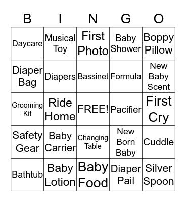 Baby Shower Bingo Card