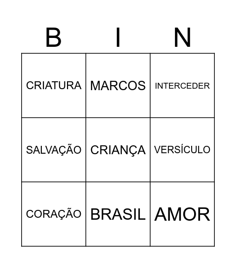 BINGO CLUBINHO BÍBLICO Bingo Card