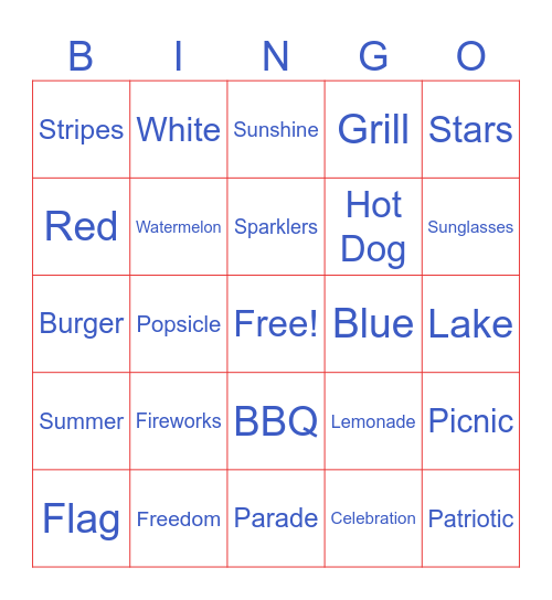 4th of July BINGO Card