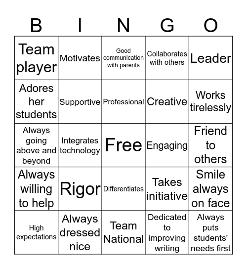 ExCEL Bingo Card