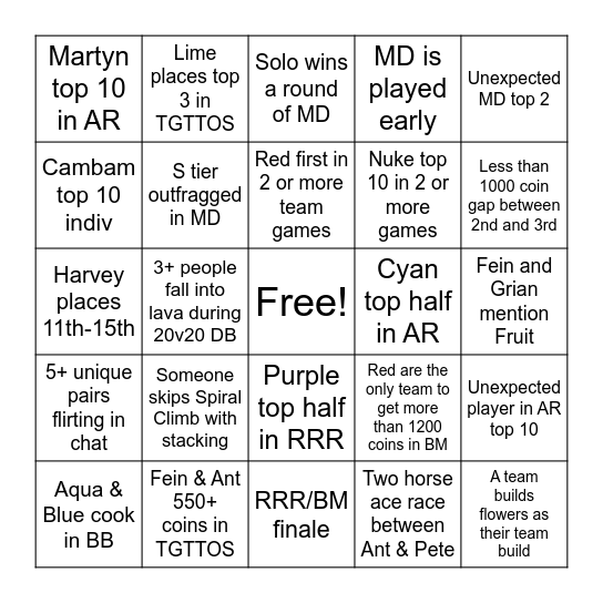 MCC PRIDE 26 Bingo Card
