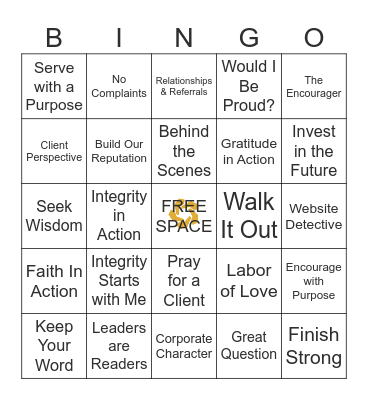 2026 CRC BINGO -- INTEGRITY Bingo Card