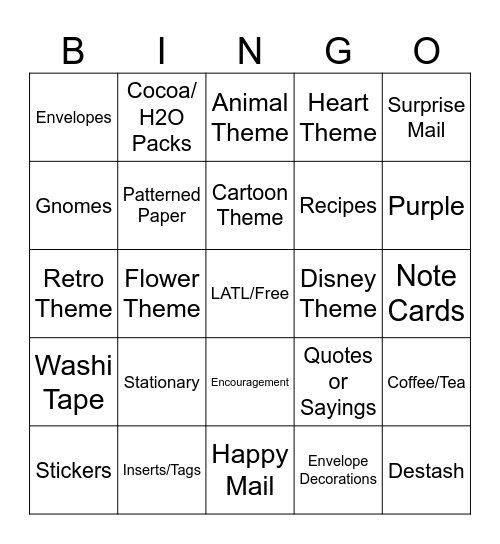 Letters Across The Land Bingo Card