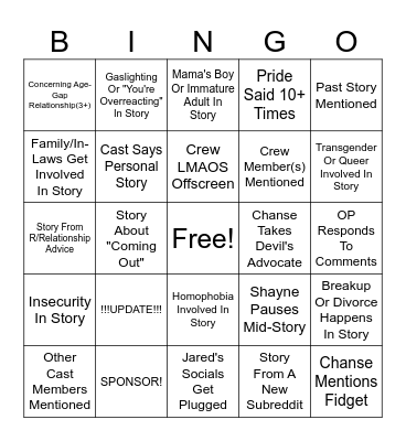 SRRS Bingo Card