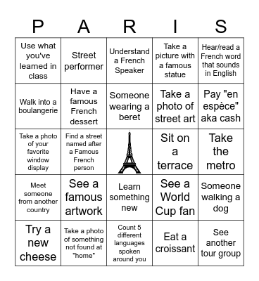 Travel Bingo Card