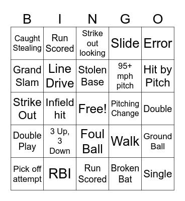 Baseball Bingo Card