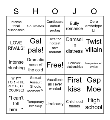 Shoujo Bingo Card