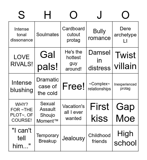 Shoujo Bingo Card