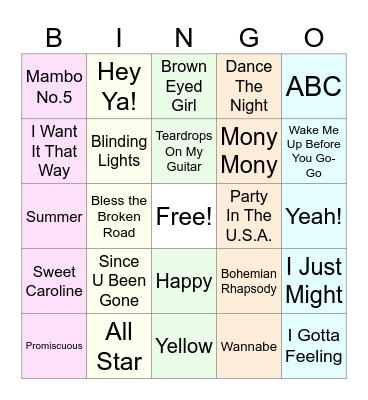 PSB Music Bingo! Bingo Card
