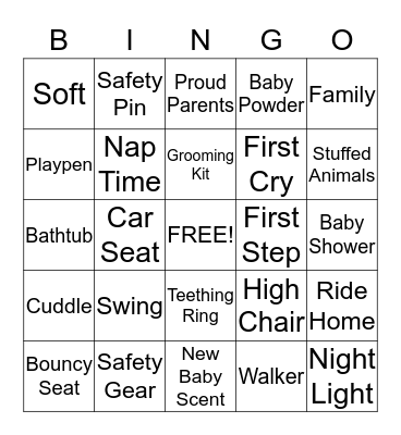 Baby Shower Bingo Card