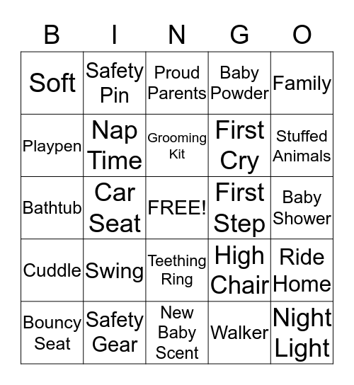 Baby Shower Bingo Card