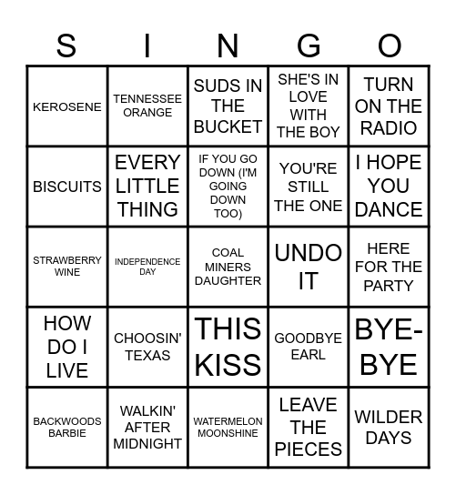 WOMEN OF COUNTRY Bingo Card