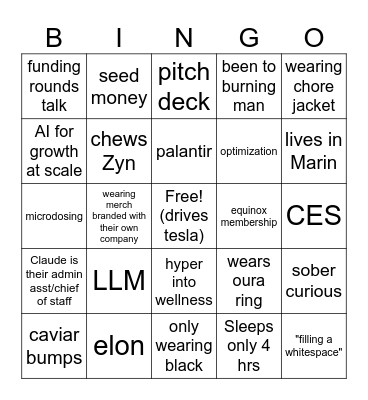 Tech Founder Bingo Card