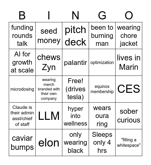 Tech Founder Bingo Card