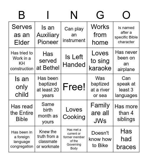 Find a Friend Who... Bingo Card