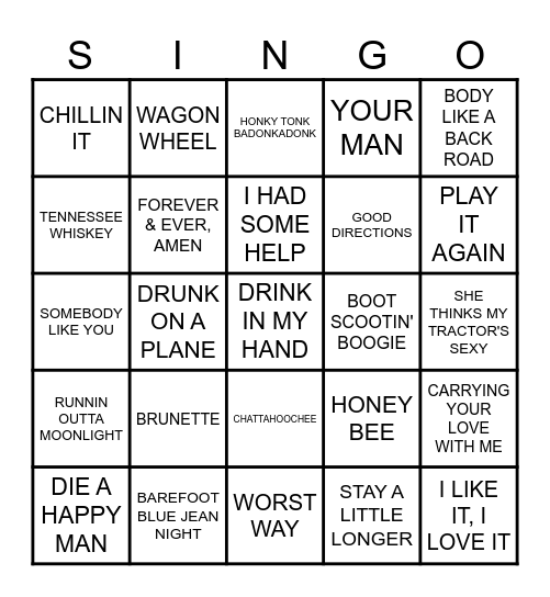 MEN OF COUNTRY Bingo Card