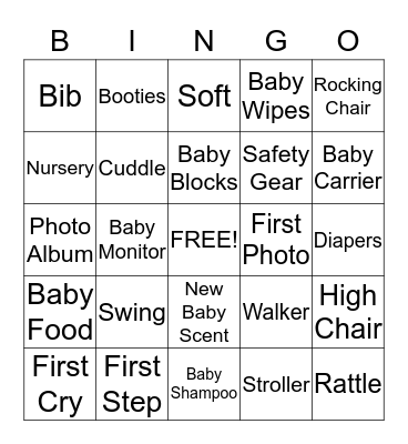 Baby Shower Bingo Card