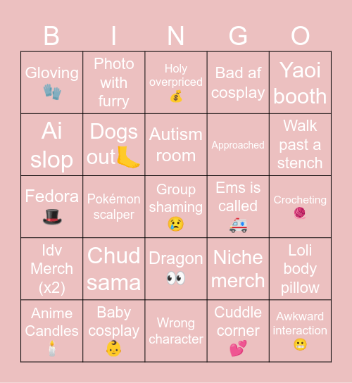 Event Con Bingo Card