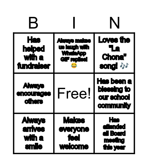 SAPS BINGO Card