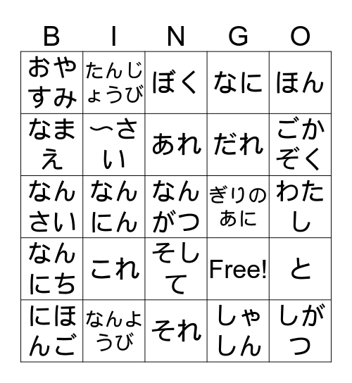 L3 Vocabulary & WH questions Bingo Card