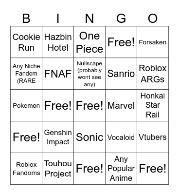 MS COMIC CON FANDOM BINGO Card