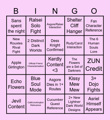 Deltarune Chapter 5 Bingo Card