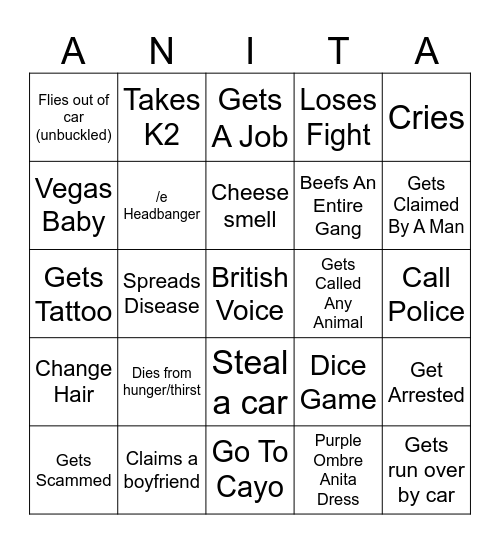 Anita Bingo Card