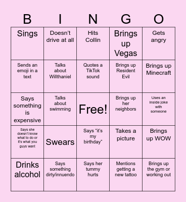 Bell's Birthday Bingo Card