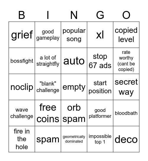 recent bingo Card