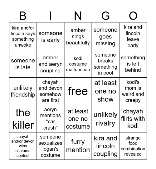 summerween host bingo Card