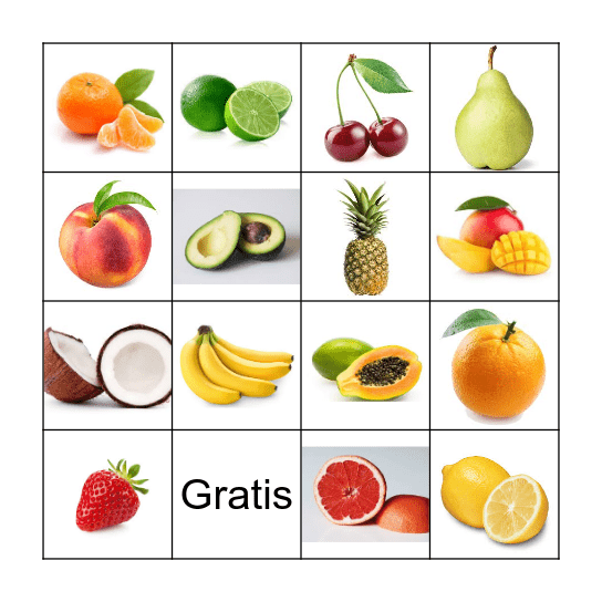 Las Frutas Bingo Card