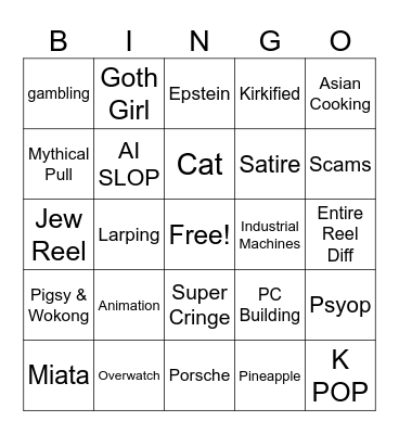 Nicks Reels Bingo Card
