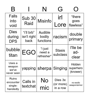 Untitled Bingo Card