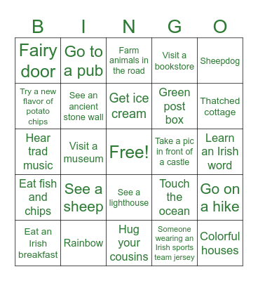 CHAPL ROAMIN IRELAND Bingo Card